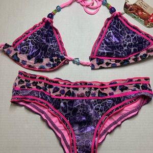 COCOA BEACH - Purple and Pink Leopard Print Bikini Set - NEW, with tags